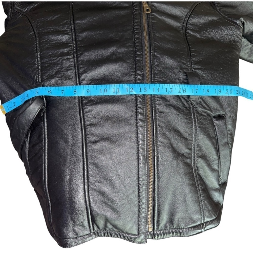 Y2K Wilsons Leather Faux Fur Lined Hooded Belted Coat Hollywood Glam Mob Wife - Picture 13 of 15